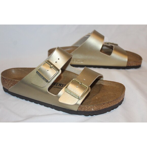 Birkenstock Women US 9-9.5 EU 40 Regular Arizona Shearling Lined Sandals GOLD - Picture 2 of 6